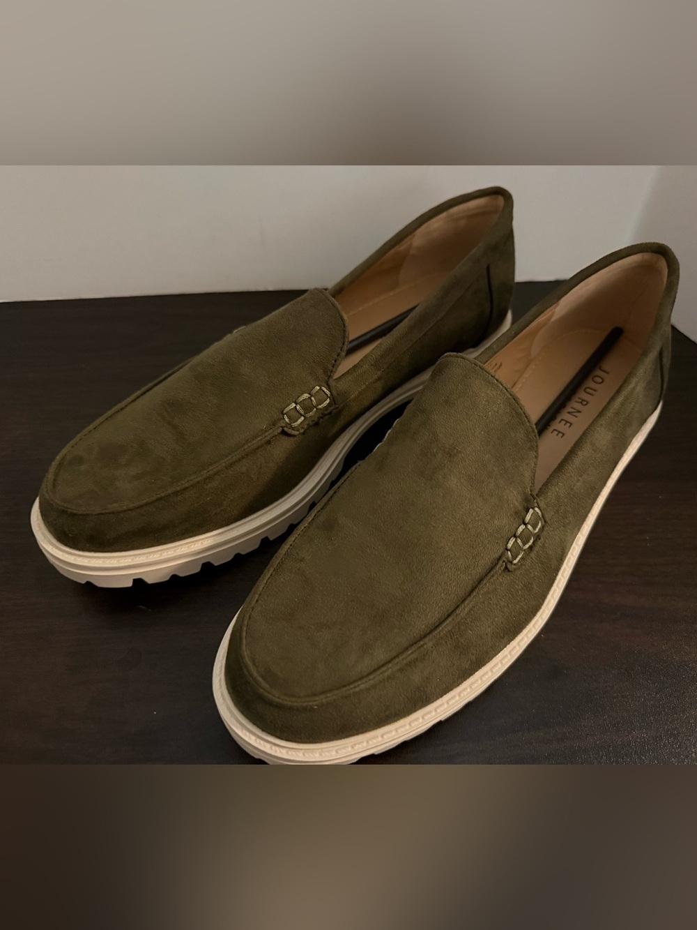 Journee womens Collection Olive Green Slip-On Loafers
